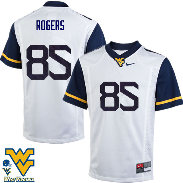NCAA Men's Ricky Rogers West Virginia Mountaineers White #85 Nike Stitched Football College Authentic Jersey IH23J68XA